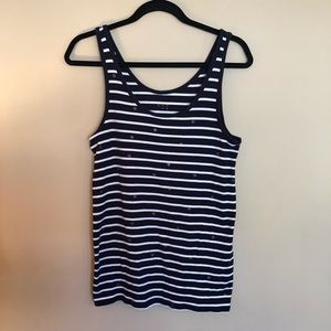 Blue and white striped tank